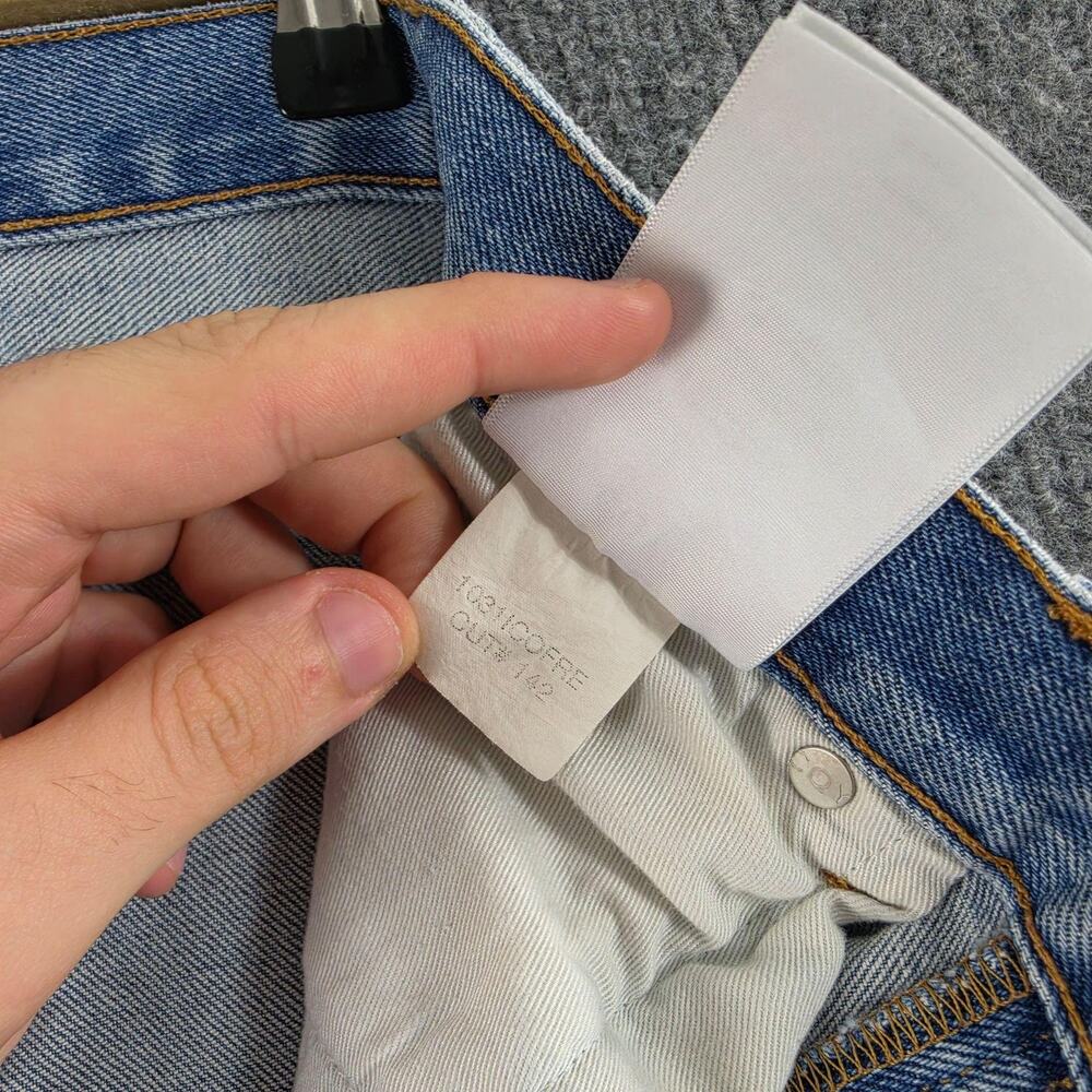CQY Jeans 28 High Rise Straight Light Wash Raw Hem Blue Denim Casual Work Office - Picture 9 of 15